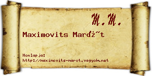 Maximovits Marót névjegykártya